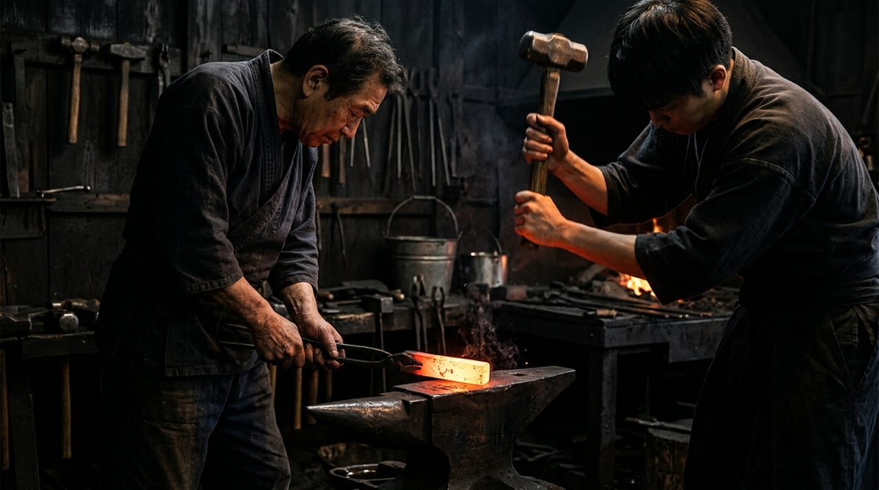 Uchiko (Assistant Hammerman) — Role of the Striking Assistant in Traditional Swordsmithing and the Reality of Master-Apprentice Training