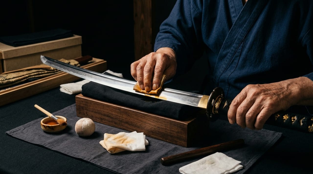 Japanese Sword Maintenance Tools Complete Guide: Uchiko, Nuguigami, Choji Oil, and Mekugi-nuki