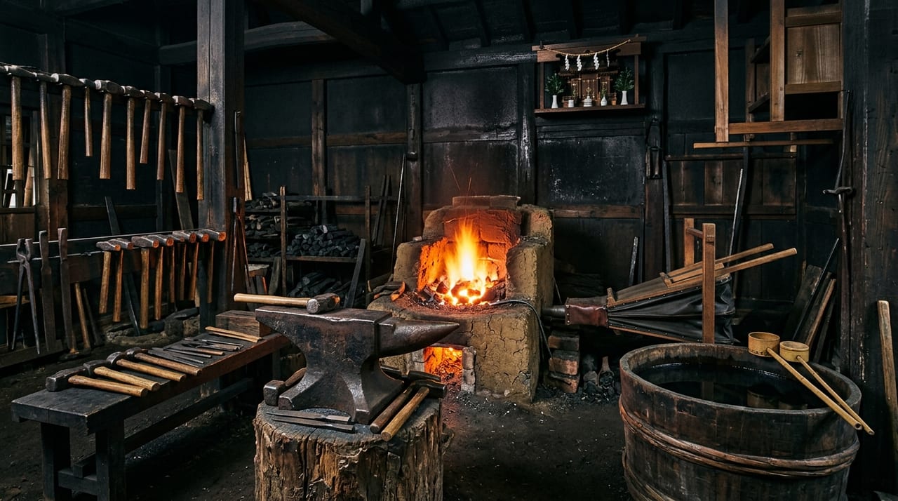 Conception de la Forge et Équipement pour les Maîtres Forgerons Modernes : L'Aménagement et les Outils d'un Atelier Traditionnel de Fabrication de Sabres Japonais